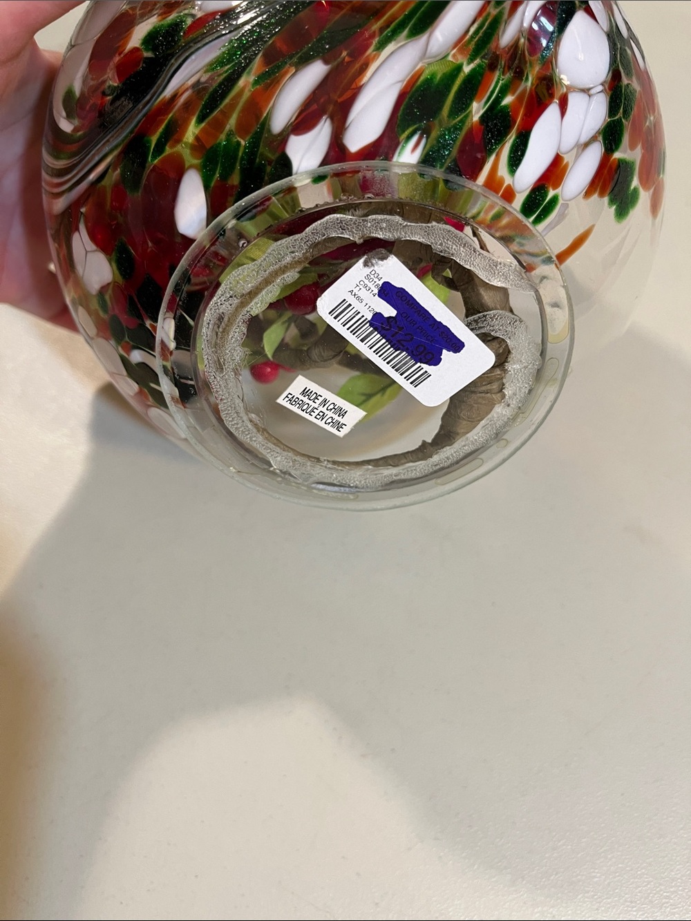 Handblown Glass Globe with Pink Cardinal Accent - Picture 4 of 5